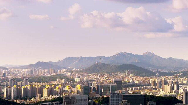 Time lapse the seoul city and Downtown skyline Seoul, South Korea