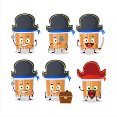 Cartoon character of glass of chocolates with various pirates emoticons
