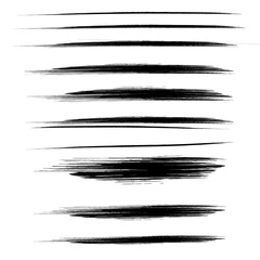 Vector set of hand drawn underline. Black scribble brush strokes collection. Felt tip brush smears stripe.