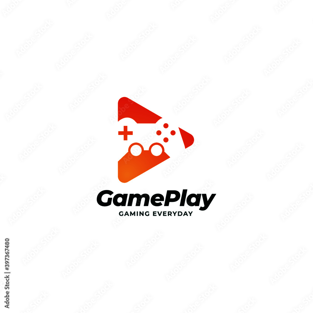 Poster gameplay logo. joystick game controller icon design template.