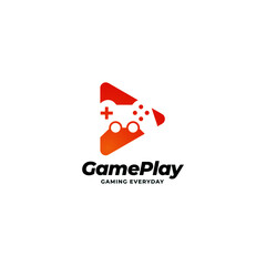 Gameplay logo. Joystick Game Controller Icon Design Template. 