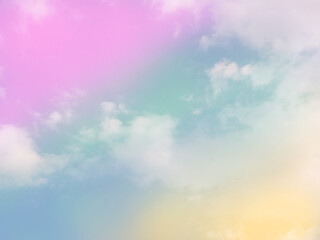 Bright pastel landscape sky, Rainbow clouds beautiful, Colorful soft cloudy background