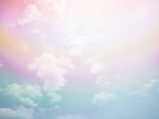 Rainbow clouds background, Bright beautiful pastel color sky, Colorful gradation cloudy concept