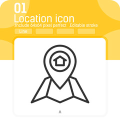 location vector icon with outline style isolated on white background. Vector illustration address sign symbol icon concept for delivery services, e-commerce, ui, ux, website, online, logistics, apps