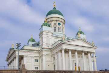 Fototapeta na wymiar Cathedral of Saint Nicholas on March afternoon. Helsinki, Finland