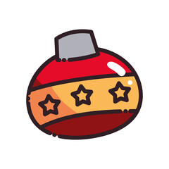 merry christmas sphere with stars flat style icon vector design