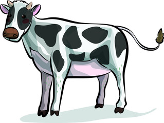 ox standing on the yard cartoon vector