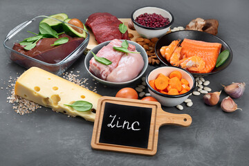 Healthy sources of zinc. Healthy eating and diet concept