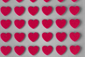 Fototapeta na wymiar Full frame shot of red hearts on white background