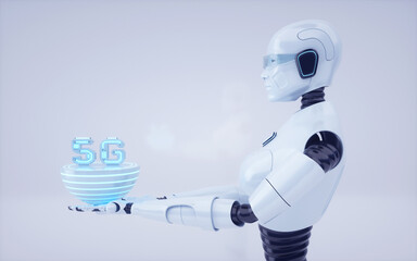 3d rendering Future artificial intelligence robot and cyborg