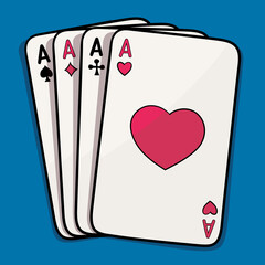 Cartoon Playing Cards. Four Aces