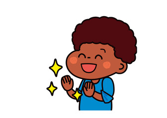 感染症対策　手がピカピカな男の子（黒人）