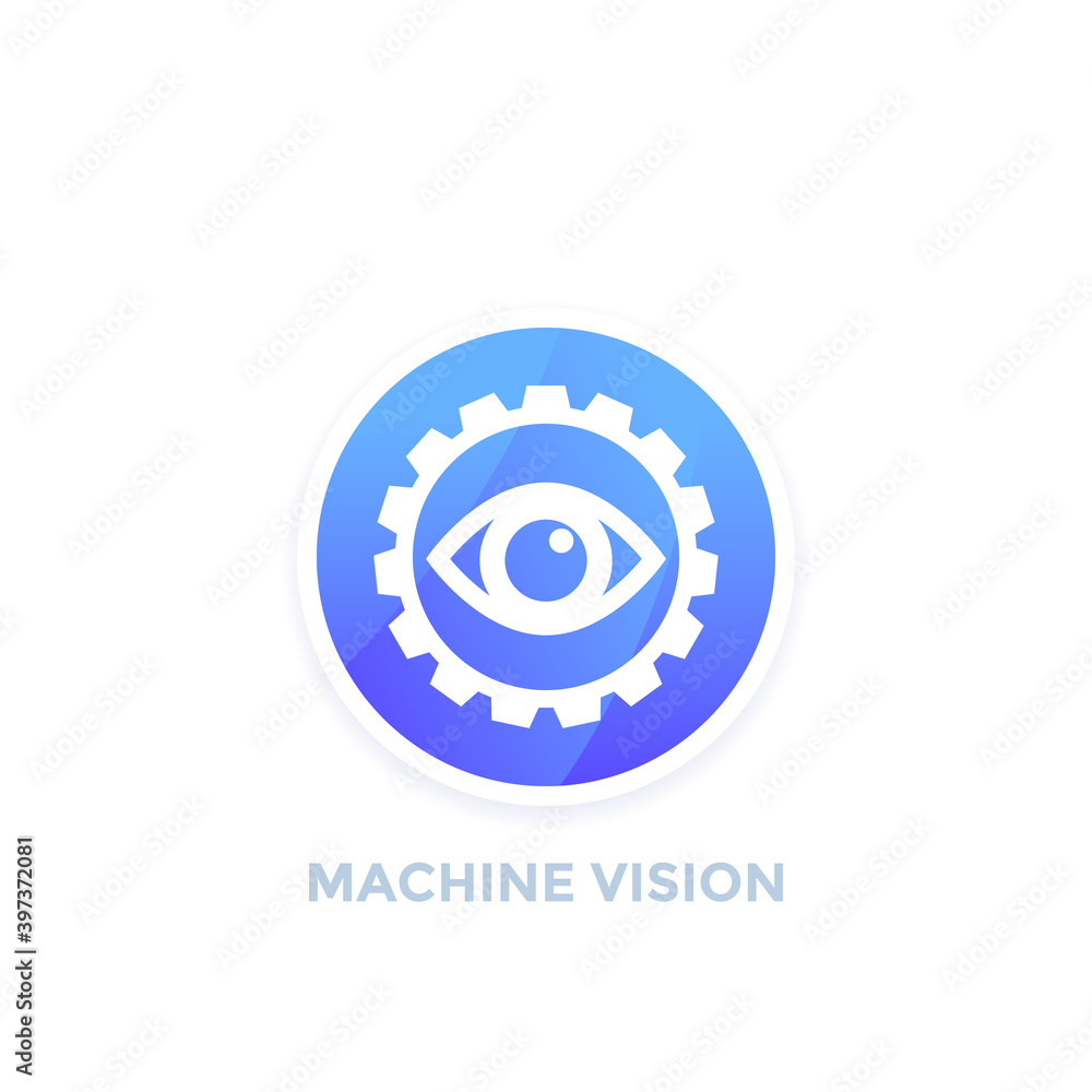 Poster machine vision icon, computer visual recognition vector