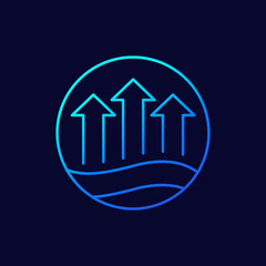 evaporation, evaporate water line icon