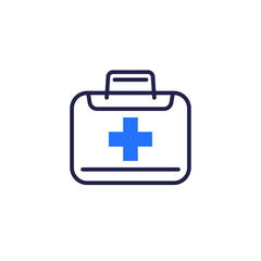 First aid kit icon, medical box