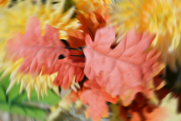 Pink yellow leaves, abstract texture, design, colorful spring design