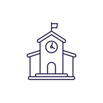 Municipal Building, City Hall Line Icon, Vector