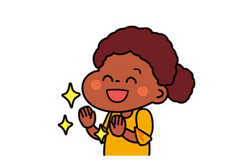 感染症対策　手がピカピカな女の子（黒人）