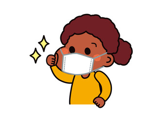 感染症対策　対策バッチリな女の子(黒人)