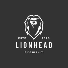 lion head hipster vintage logo vector icon illustration