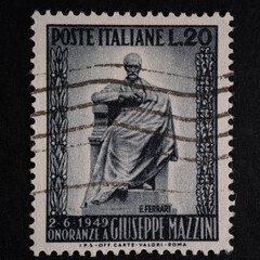 Giuseppe Mazzini on an Italian stamp.