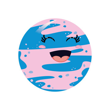 blue with pink kawaii planet vector design