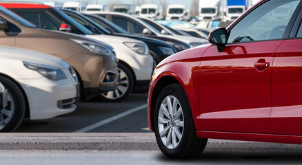 Cars in a rows. Used car sales