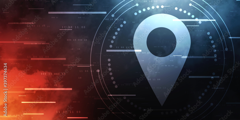 Poster 2d rendering red map pointer