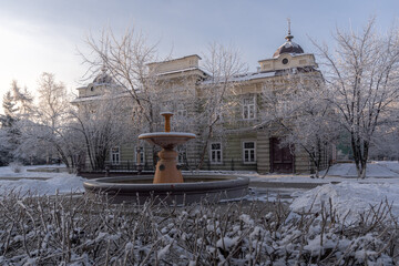 Old wooden house in Irkutsk in winter