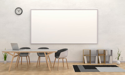meeting room and whiteboard for mockup 3d rendering