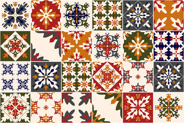 Traditional ornate decorative tiles. azulejos. Vector.