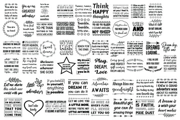 Naklejka premium Set of Calligraphy sayings for print. Vector Quotes about Baby boy, Girl, Daughter, child, kids and parents