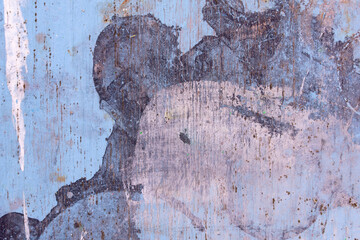 Grunge background of turquoise. Old vintage wall covered in paint