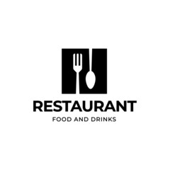 spoon and fork restaurant logo, icon simple flat vector illustration eps10 isolated on white background