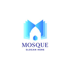 Mosque with book symbol Logo Template Design Vector, Emblem, Concept Design, Creative Symbol, Icon