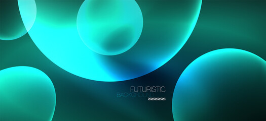 Neon ellipses abstract backgrounds. Shiny bright round shapes glowing in the dark. Vector futuristic illustrations for covers, banners, flyers and posters and other