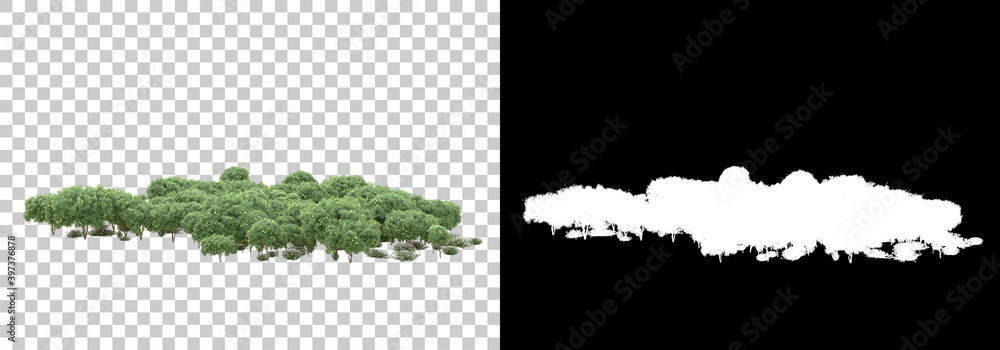 Poster field of wild grass from mountain isolated on background with mask. 3d rendering - illustration.