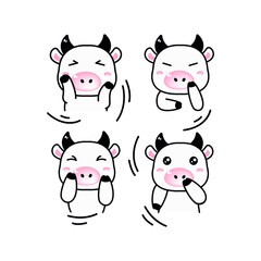 Set of Vector Cartoon Illustration. A Cute Cow for you Design