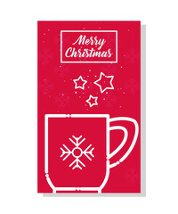 merry christmas mug with snowflake and stars line style icon vector design