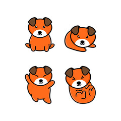Cute funny cartoon dogs vector puppy pet characters different breads doggy illustration. Furry human friends home animals