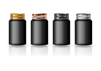 Black round supplements, medicine bottle 4 colors screw lid for beauty or healthy product.