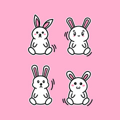 Obraz na płótnie Canvas Draw vector illustration set character design of cute rabbit.Doodle style.