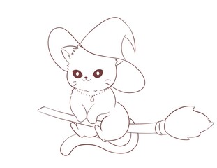Cute Cat Wich coloring 