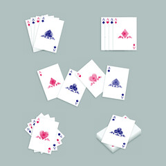 Vector set of different playing cards combination four aces