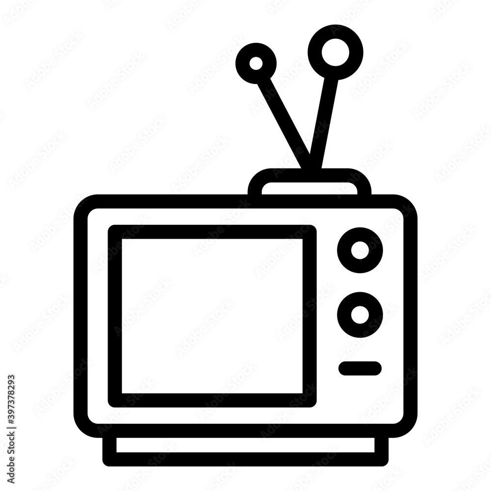 Poster television device icon. outline television device vector icon for web design isolated on white backg