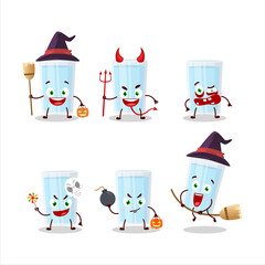 Halloween expression emoticons with cartoon character of glass of water