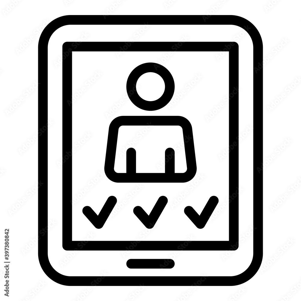 Poster online job interview icon. outline online job interview vector icon for web design isolated on white