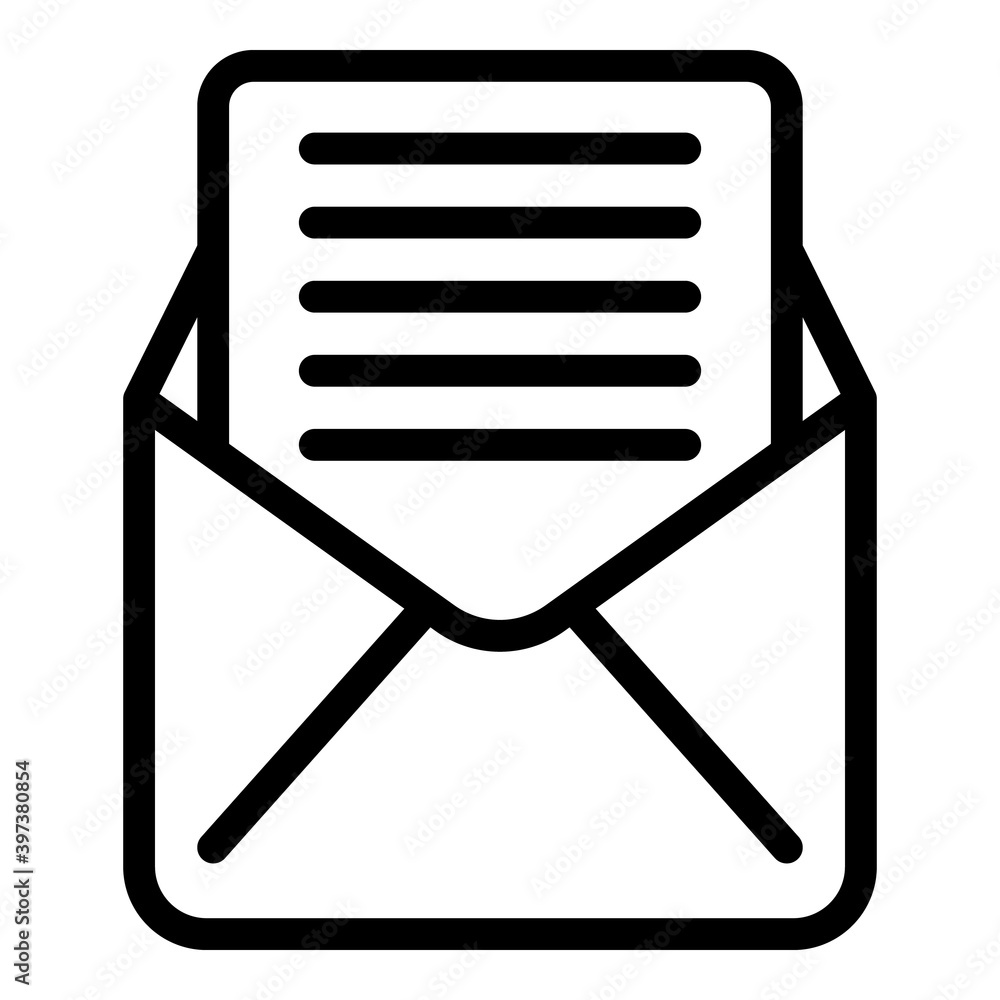 Poster open email icon. outline open email vector icon for web design isolated on white background