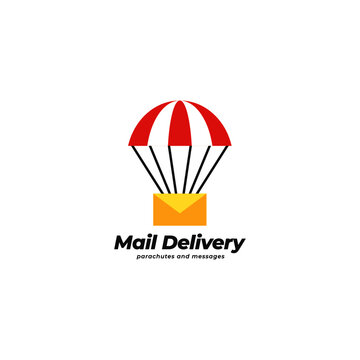 Parachute with mail symbol. Parachute with envelope logo.
