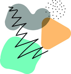 Abstract background with geometric shapes in trendy shades of gray, green and brown. Doodle drawings for web screensavers, template for cover or postcard design in modern style.